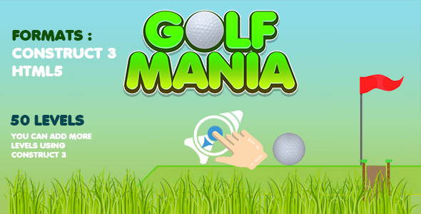 Golf Mania Game (Construct 3 | C3P | HTML5) 50 Levels