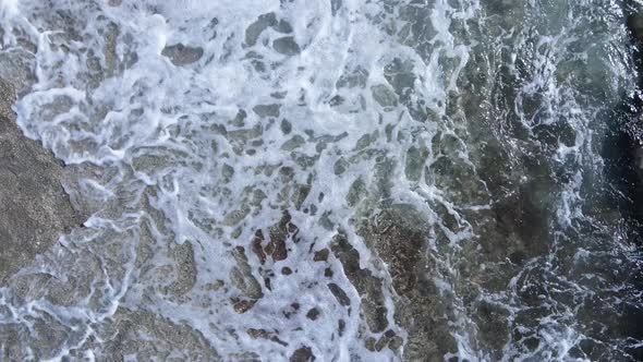 Aerial View Sea Near Coast  Closeup Coastal Seascape