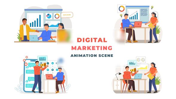 Digital Marketing Animation Scene