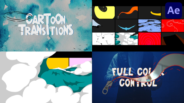 Abstract Cartoon Transitions for After Effects alt