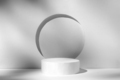 Grey minimal background cylinder and circle with podium and shadows for product display - PhotoDune Item for Sale