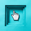 Cursor pixel mouse finger in the frame. Minimal concept symbol of computer technology and search - PhotoDune Item for Sale