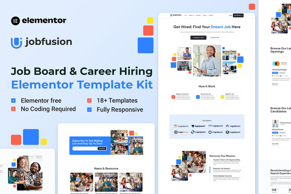 Jobfusion - Job & Career Hiring Elementor Template Kit