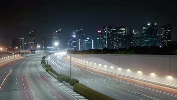 4K City traffic night time lapse