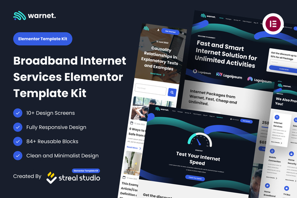 Warnet - Broadband Internet Services Elementor Template Kit