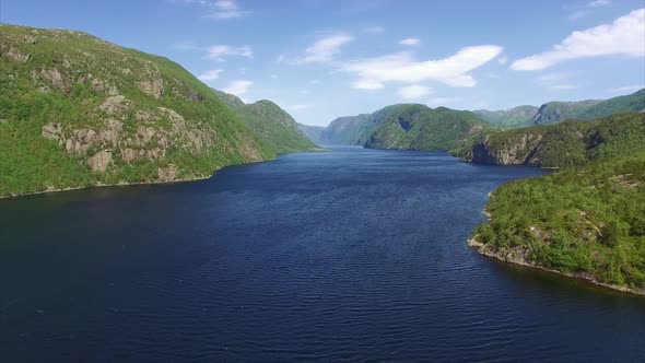 Norwegian fjord, aerial footage