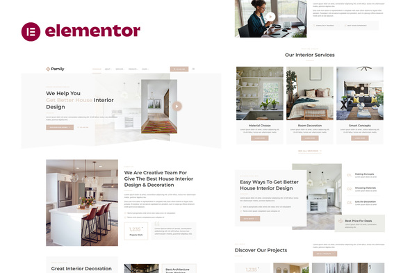 Pamily - House Interior Design Elementor Template Kit