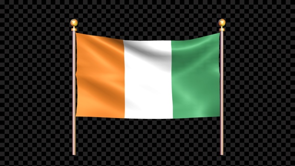 Flag Of Cote D'ivoire Waving In Double Pole Looped
