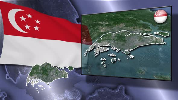 Singapore Flag And Map Animation