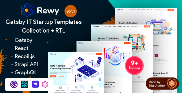 Rewy - Gatsby React IT Startup & Technology Template