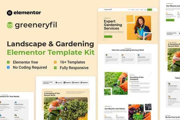 Greeneryfil - Landscape & Gardening Elementor Template Kit