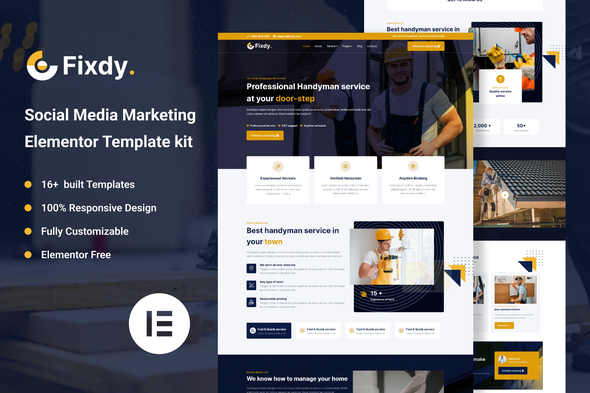 Fixdy - Handyman Services Elementor Template Kit