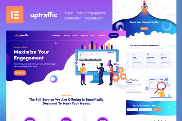 Introducing “Uptraffic” – The Ultimate Solution for Your Digital Marketing Agency in Elementor Template Kit