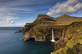 Gasadalur village and its iconic waterfall Mulafossur, Vagar, Faroe Islands, Denmark - PhotoDune Item for Sale