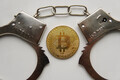 Golden bitcoin btc and handcuffs on the table. Regulation and fraud of cryptocurrencies. - PhotoDune Item for Sale