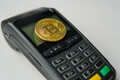 Golden bitcoin btc with POS payment terminal. Cryptocurrency for payment. - PhotoDune Item for Sale
