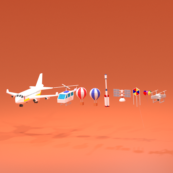 Cartoon Flying Vehicles and Props Pack