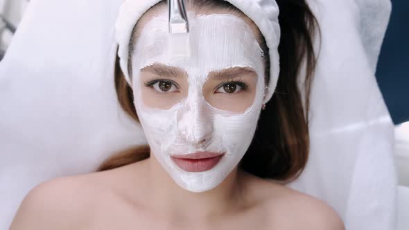 Closeup of Woman Face with Mask While Having Procedure