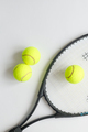 Big tennis sports equipment, racket and balls, layout on a white background. Still life Sports. - PhotoDune Item for Sale