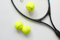 Big tennis sports equipment, racket and balls, layout on a white background. Still life Sports. - PhotoDune Item for Sale