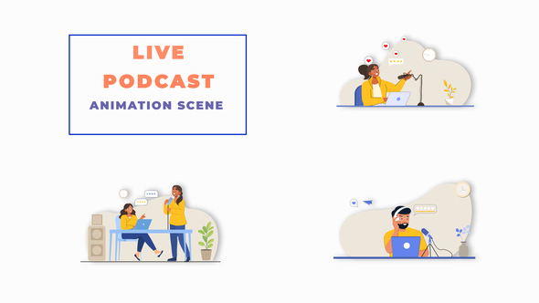 Live Podcast Concept Animation Scene