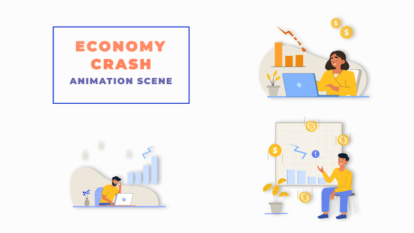 Economy Decrease Concept Animation Scene