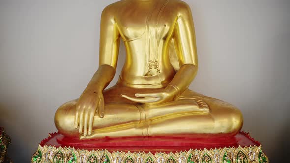 Thailand Gold Buddha Buddhist Statue at Beautiful Bangkok Famous Temple at Wat Pho (Temple of the Re