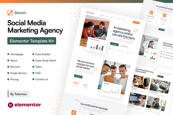 Socion - Social Media Marketing Agency Elementor Pro Template Kit