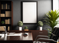 Premium frame Mockup with an interior in the style of a law firm business office. 3D render - PhotoDune Item for Sale