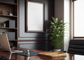 Premium frame Mockup with an interior in the style of a law firm business office. 3D render. - PhotoDune Item for Sale