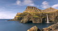 Gasadalur village and its iconic waterfall Mulafossur, Vagar, Faroe Islands, Denmark - PhotoDune Item for Sale