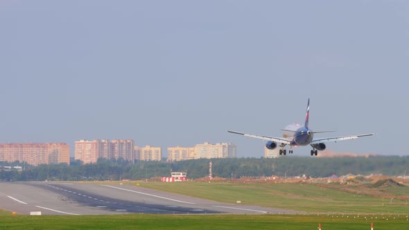 Commercial Civil Aircraft Arriving at the Airport