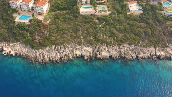 Coast Island with Villas and Houses in the Town of Kas of Antalya Turkey