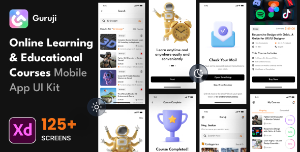 Guruji - Online Learning and Education App XD UI Kit Template