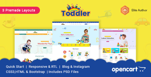 Toddler - Kids Clothing & Toys Opencart Theme