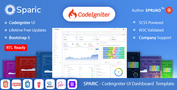 Sparic - Codeigniter Admin and dashboard Template