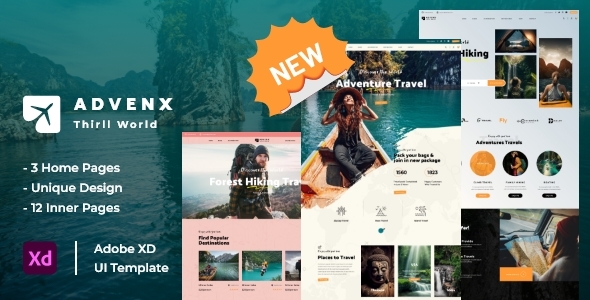 Advenx - Adventure Travel & Tourism Adobe XD Template