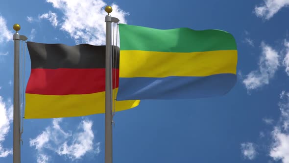 Germany Flag Vs Gabon On Flagpole