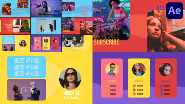 Youtube Subscribe And Endscreen Slides | After Effects