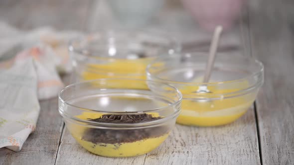 Woman Confectioner Prepare Cream for Chocolate Mousse Cake.