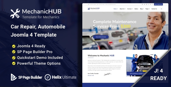 Mechanic Hub - Auto Mechanic & Car Repair Joomla 4 Template