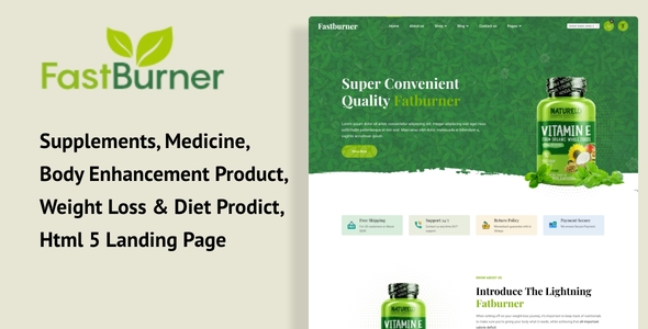 Fast Burner - Health Supplement Landing Page HTML Template