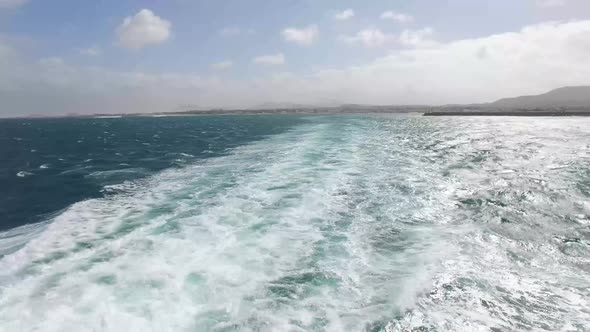 Waves and splashes taken from a boat in the ocean taken in Lanzarote