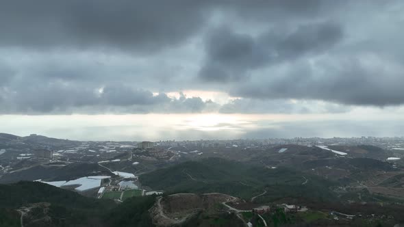 Clouds Over the city aerial view 4 K