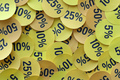 Large amount of stickers with yellow percentage values for black friday - PhotoDune Item for Sale