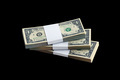 Bundle of US dollar bills isolated on black - PhotoDune Item for Sale