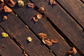 dry leaves on the old and weathered wooden floor - PhotoDune Item for Sale