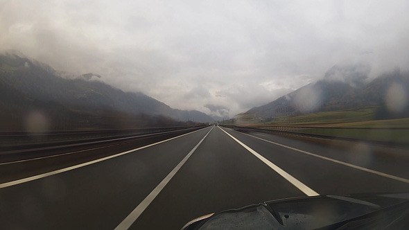 Driving On Highway In Alps