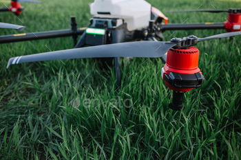 smart agriculture industry concept, drone in precision farm use for spray a water