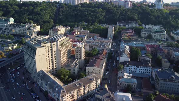 Aerial view of Podil district, Kyiv Ukraine